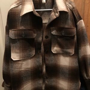 H&M herringbone plaid shirt jacket / shacket